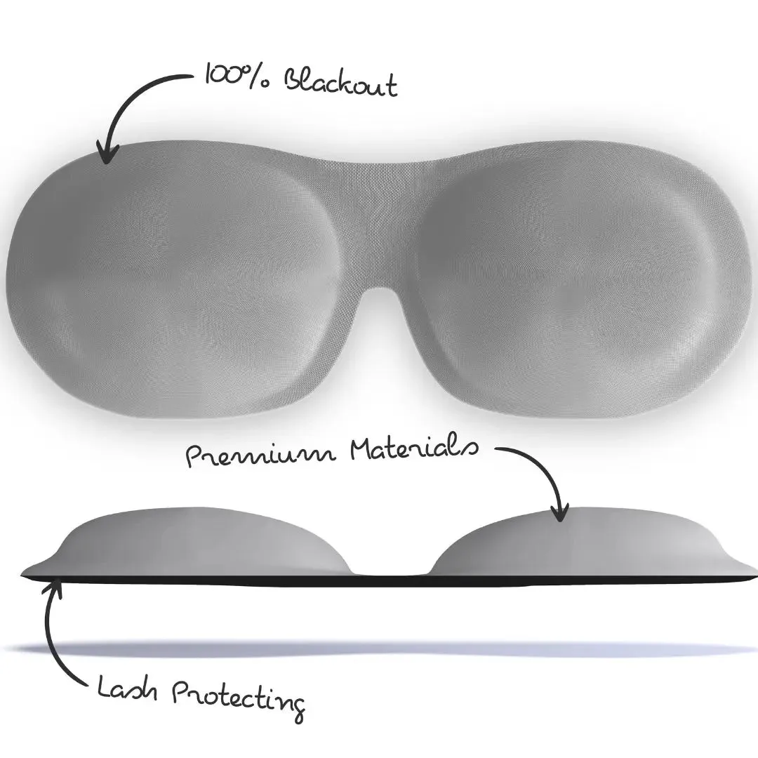 Grey Contoured 3D Blackout Sleep Mask