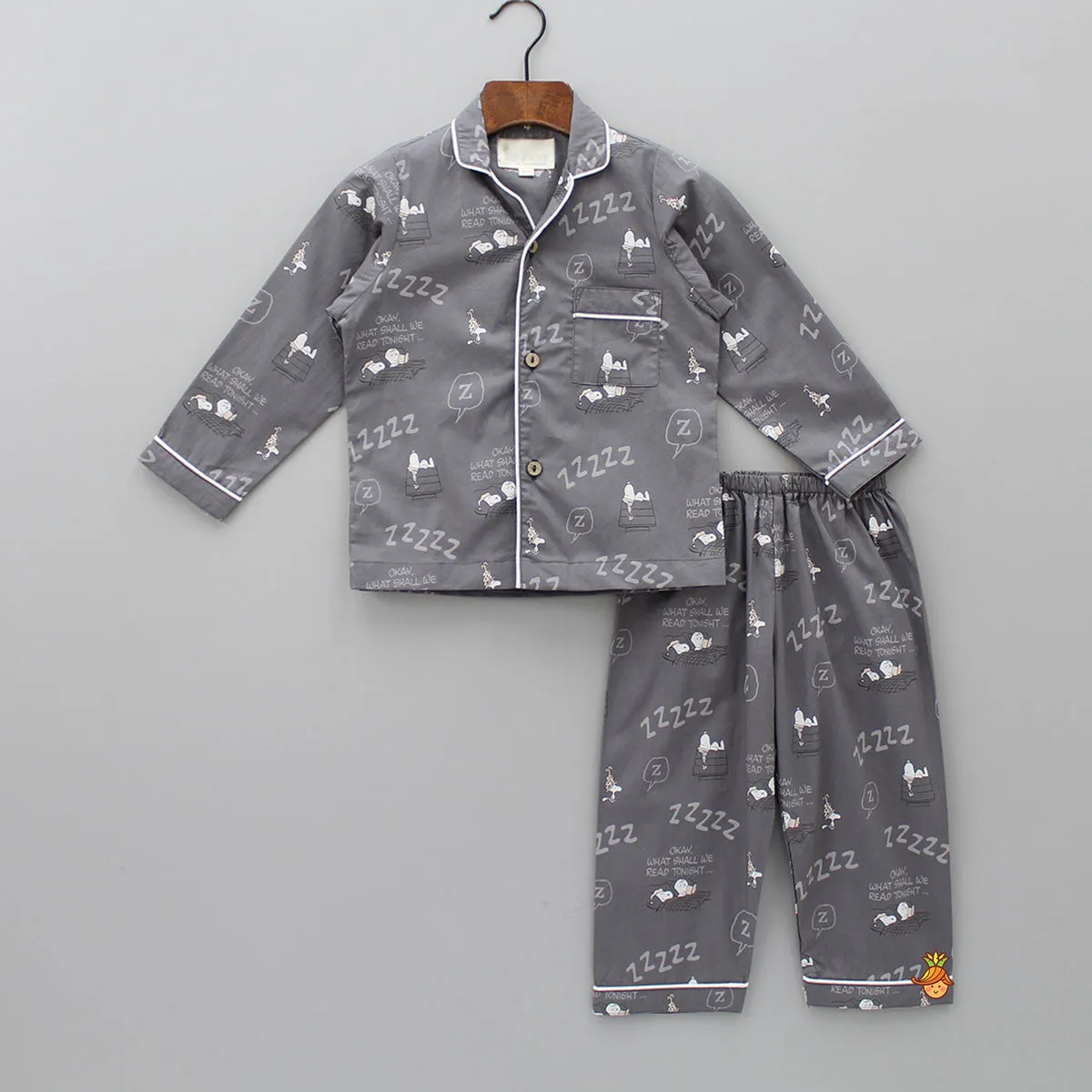 Grey Snoop Dog Printed Sleepwear