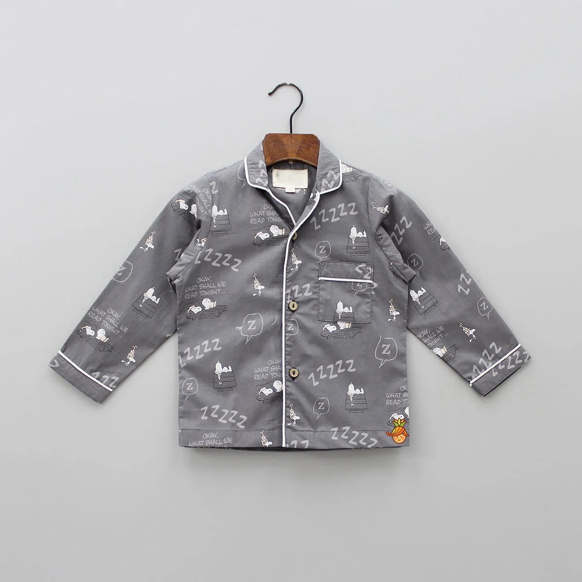 Grey Snoop Dog Printed Sleepwear