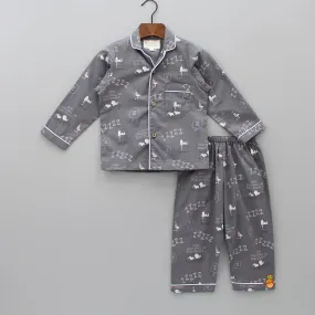 Grey Snoop Dog Printed Sleepwear
