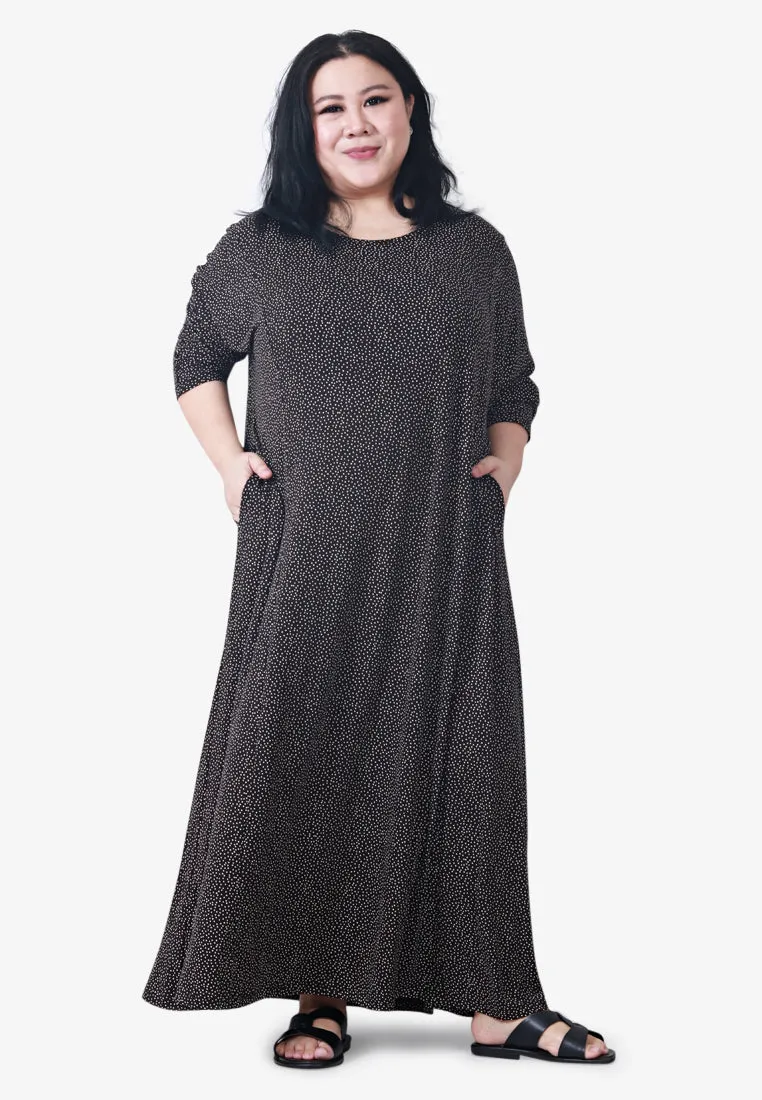 Juana Printed Soft Lounge Dress - Black Small Floral