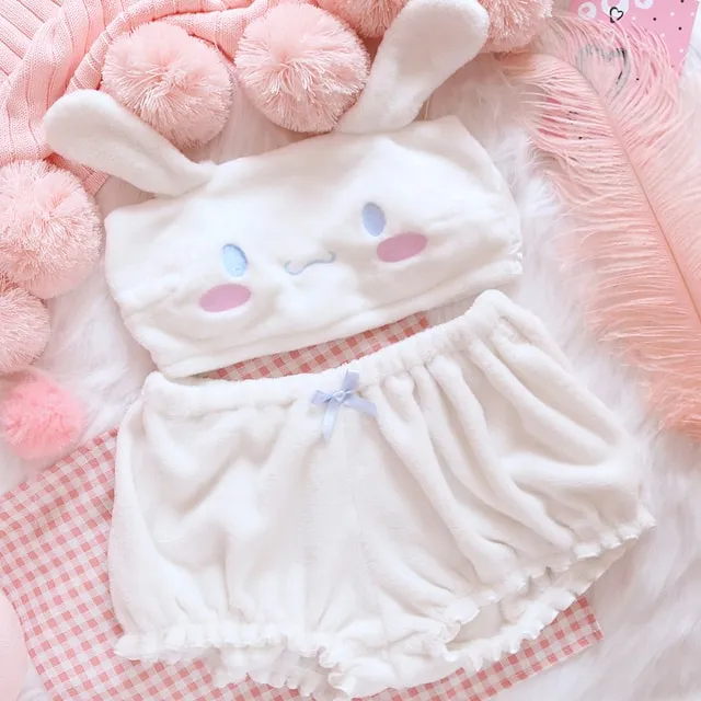 Kawaii Kuromi Inspired Plush Bandeau Set
