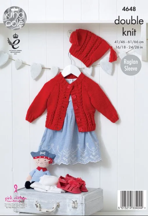 King Cole 4648 DK Cardigans and Hat Knitting Pattern