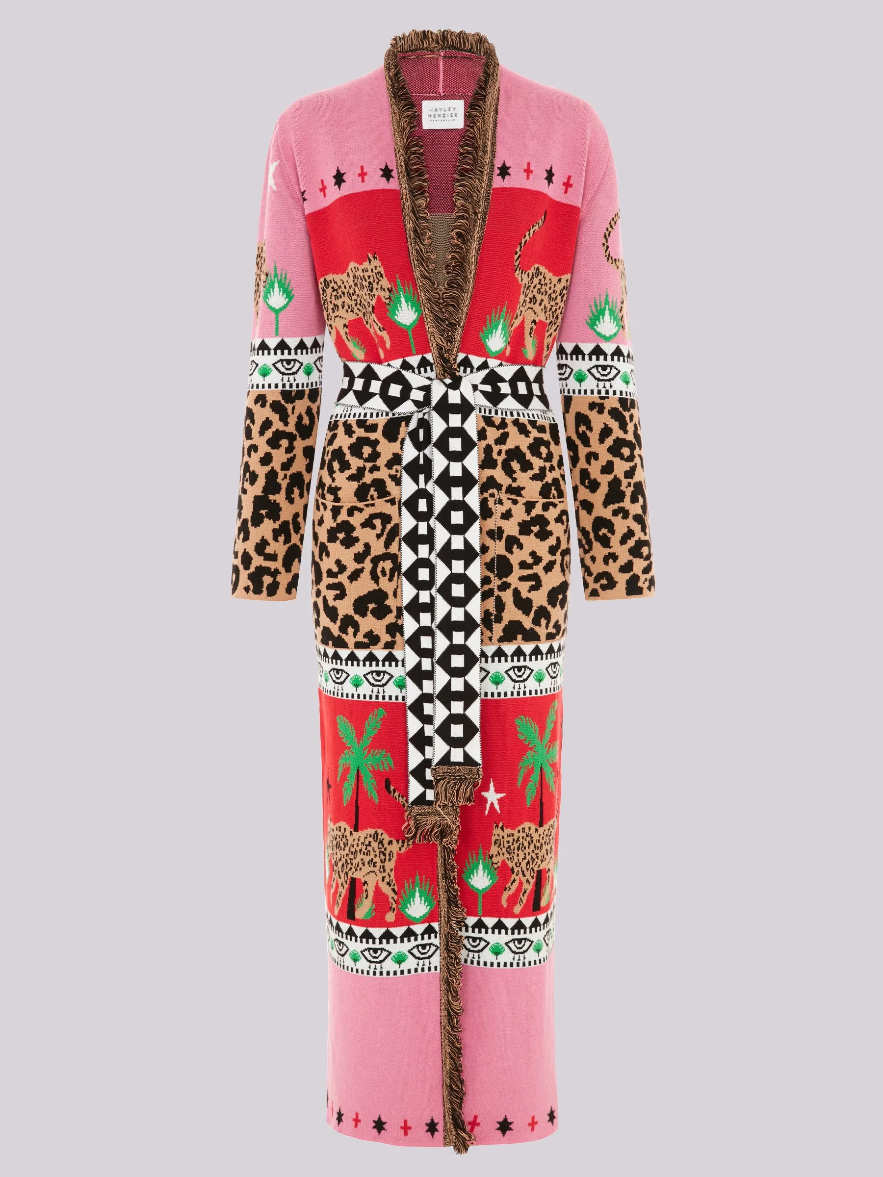 Leopardess Cotton Jacquard Duster Red/Pink