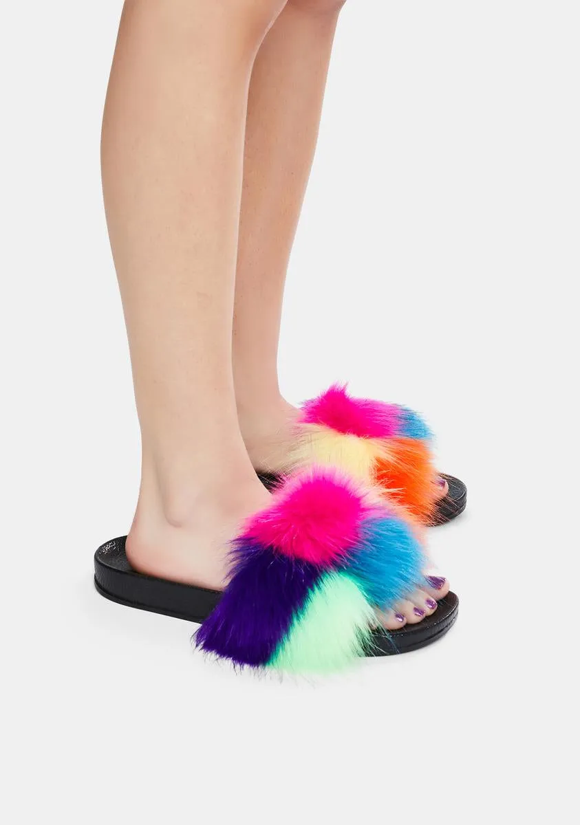 Like A Rainbow Fuzzy Slippers