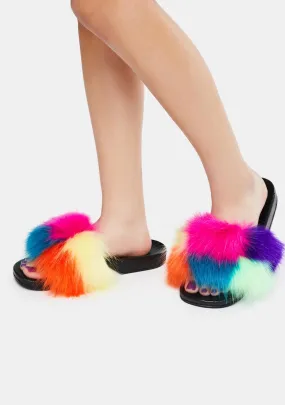 Like A Rainbow Fuzzy Slippers