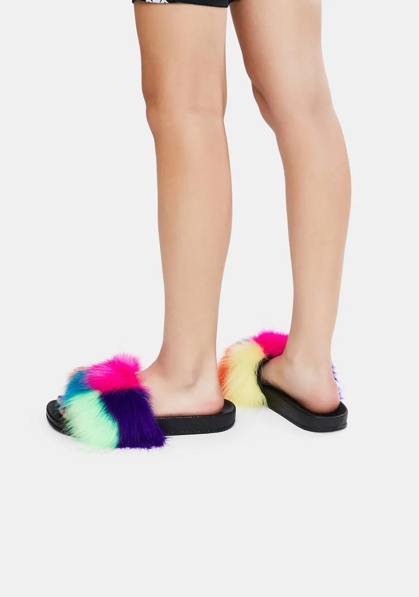 Like A Rainbow Fuzzy Slippers
