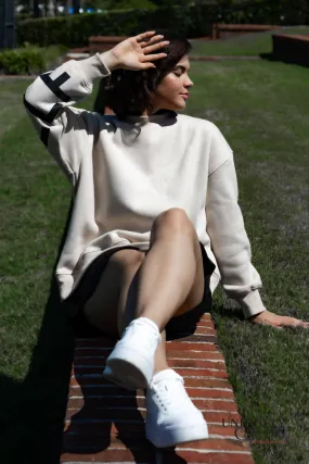 Love Yourself Oversized Tan Sweatshirt
