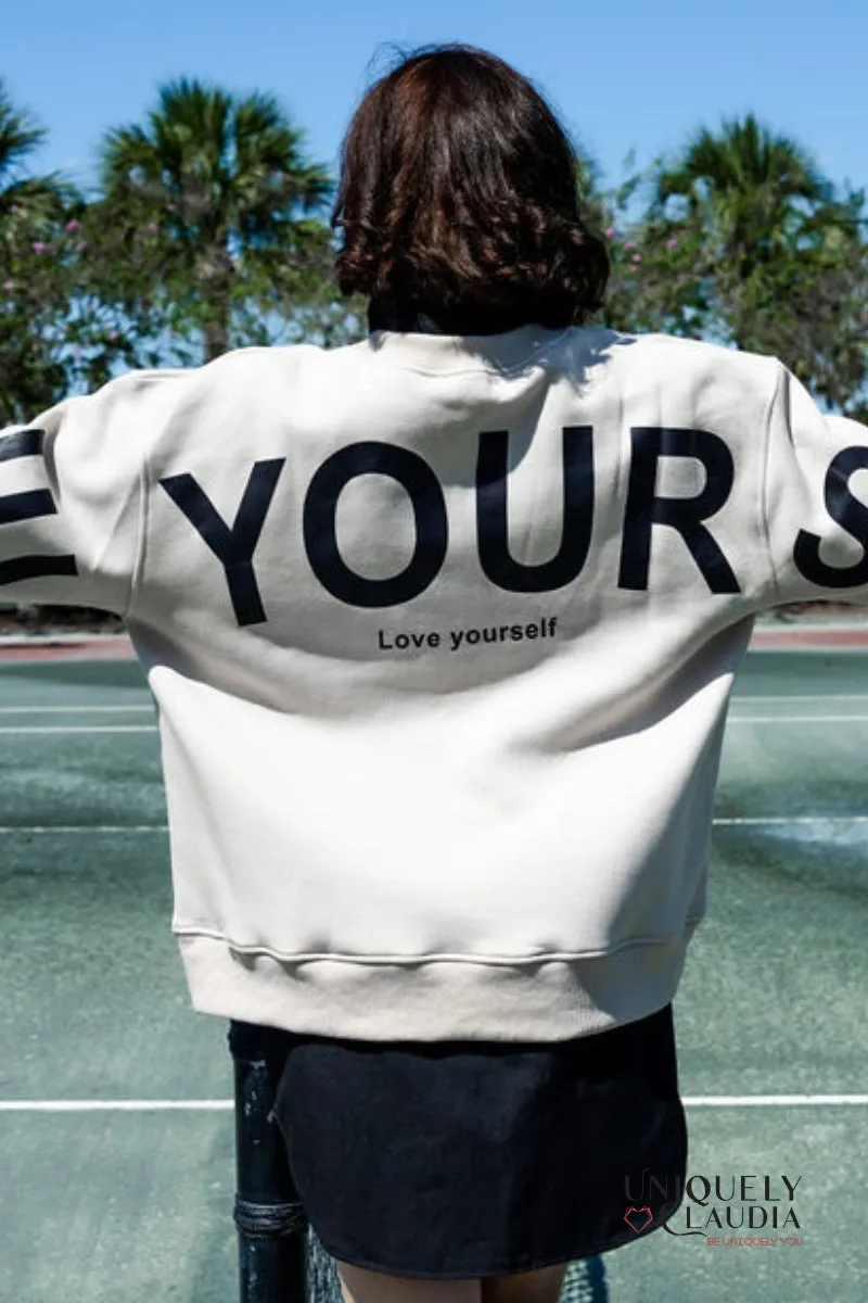 Love Yourself Oversized Tan Sweatshirt