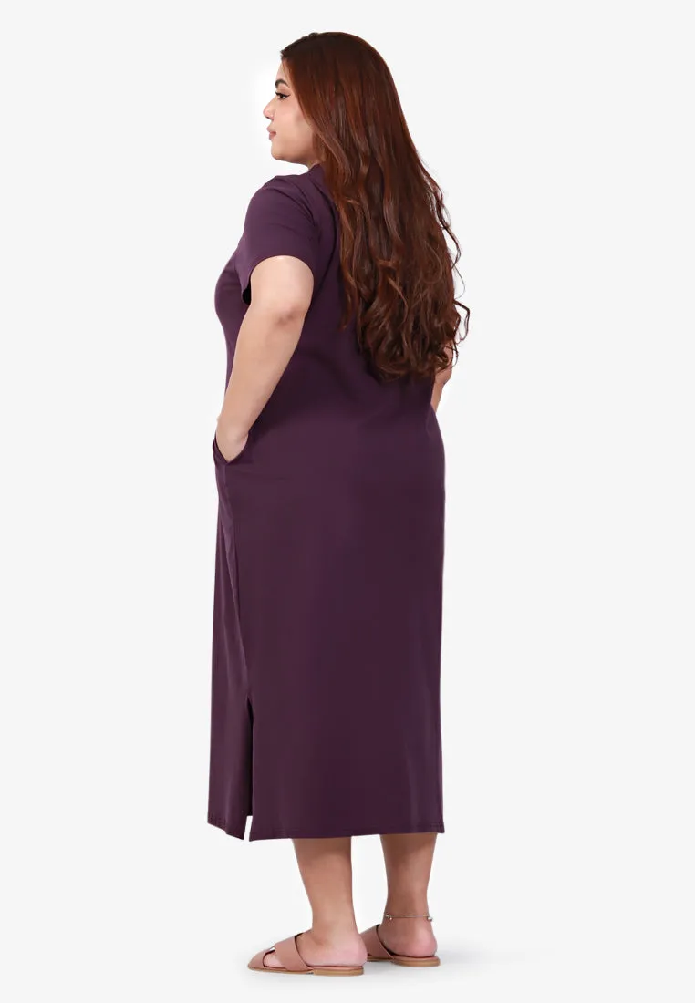 Mackayla V-neck Short Sleeve Maxi Dress - Purple