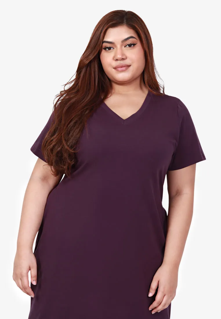Mackayla V-neck Short Sleeve Maxi Dress - Purple