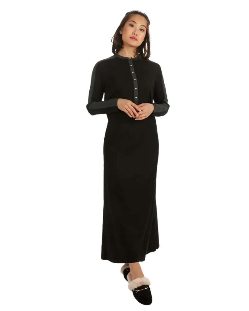 Me Moi Black Placket Cotton Nightgown
