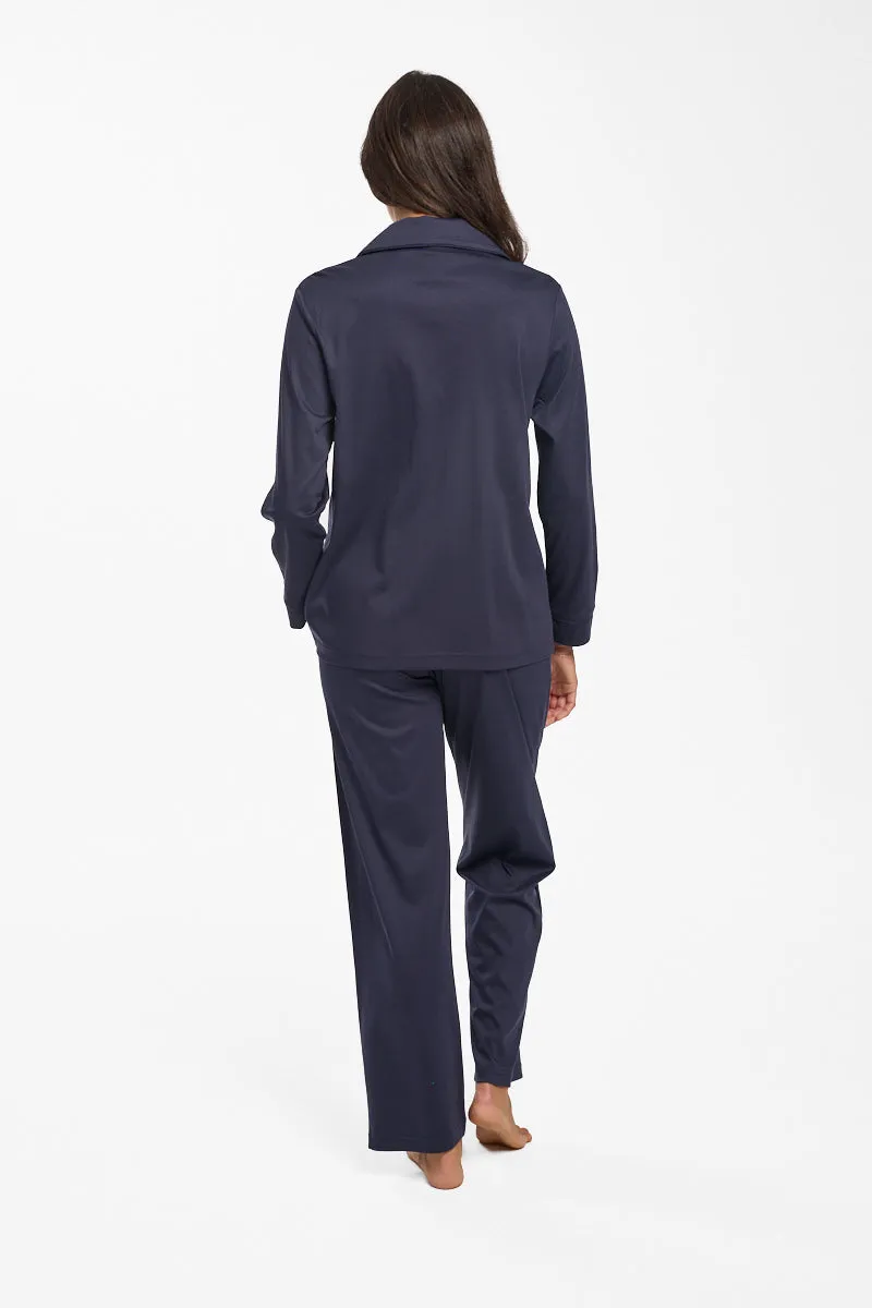 New Supima Cotton Piiped PJ Top Navy