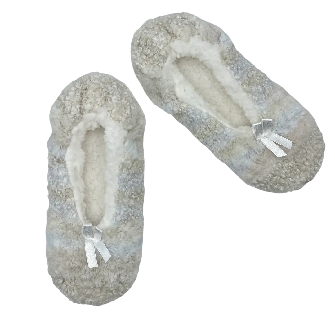 Patchwork Beige Fuzzy Babba Slipper Socks