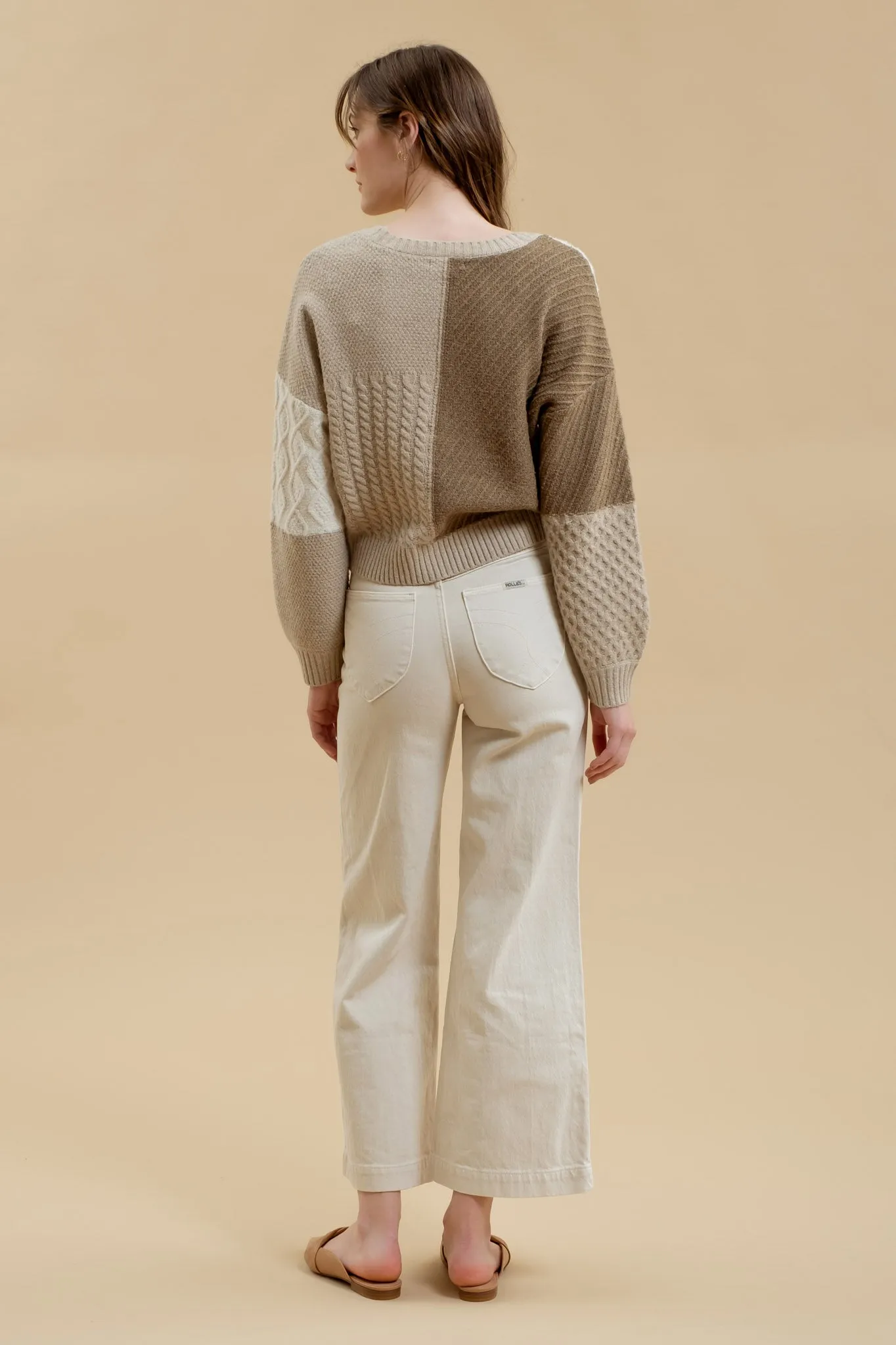 PATCHWORK CABLE KNIT CARDIGAN