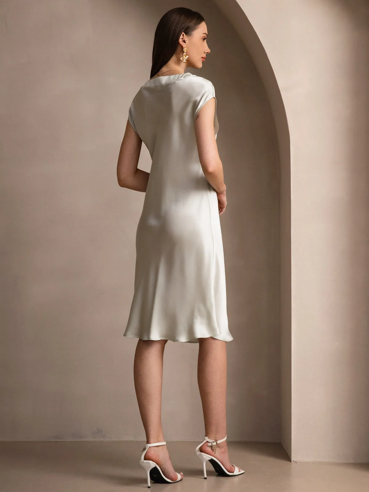 Pure Silk Elegant Short Sleeves Nightdress
