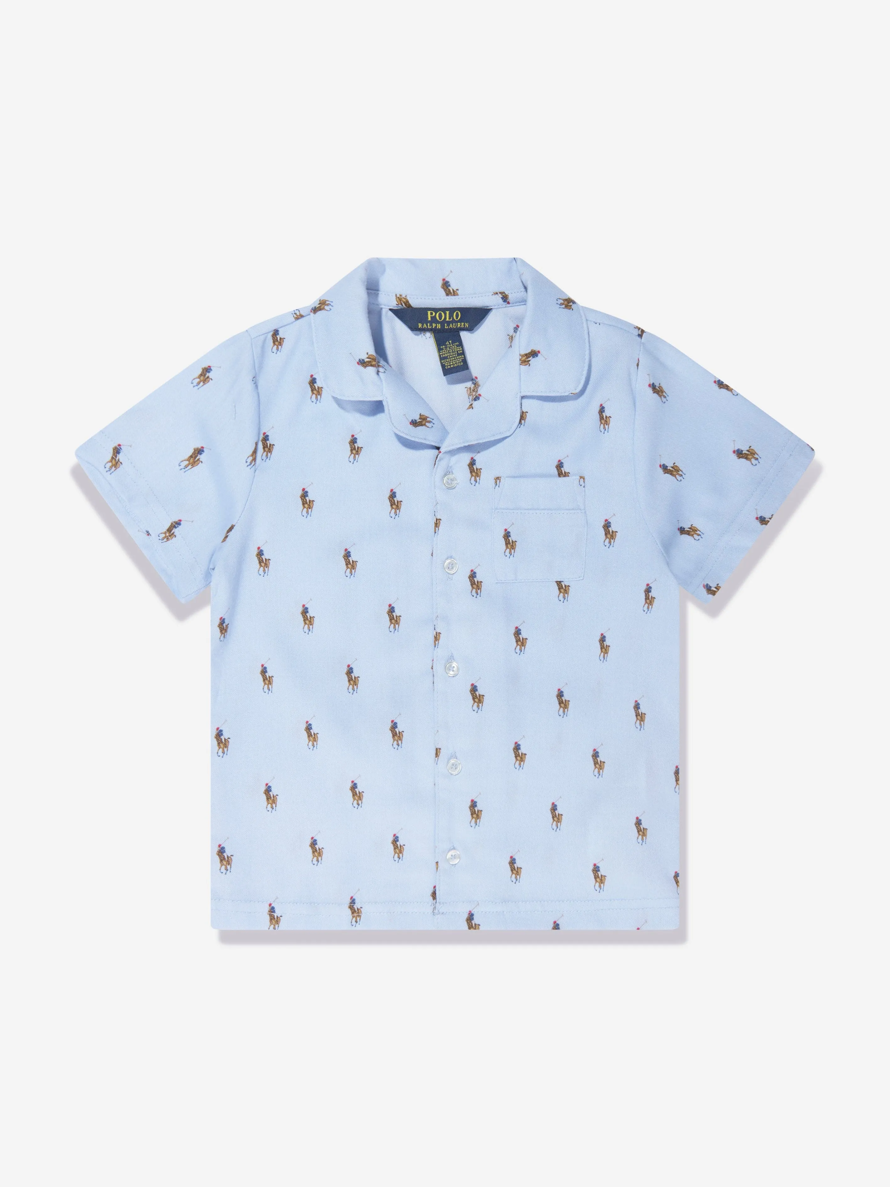 Ralph Lauren Boys Button Up Short Pyjama Set in Blue
