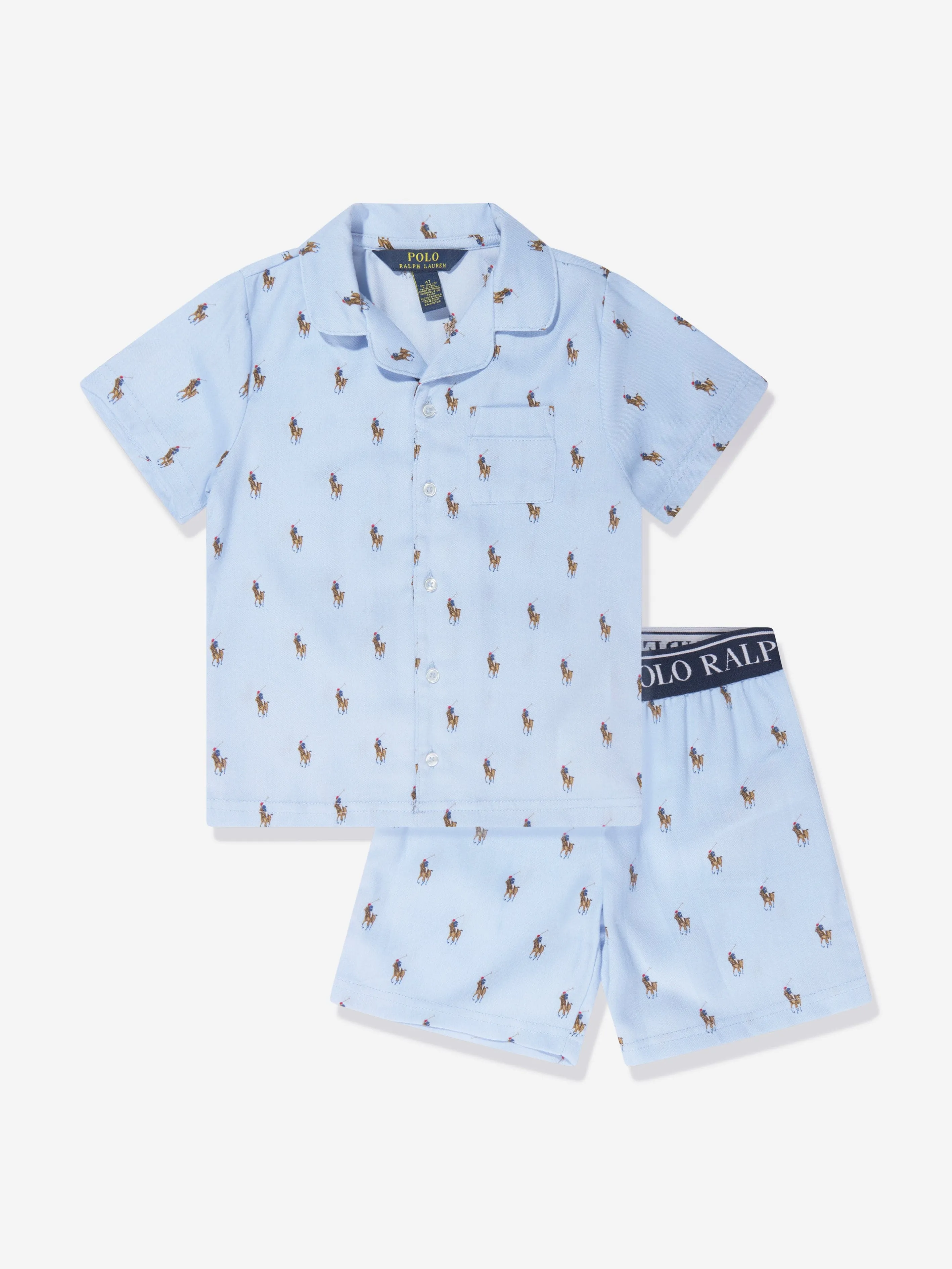 Ralph Lauren Boys Button Up Short Pyjama Set in Blue