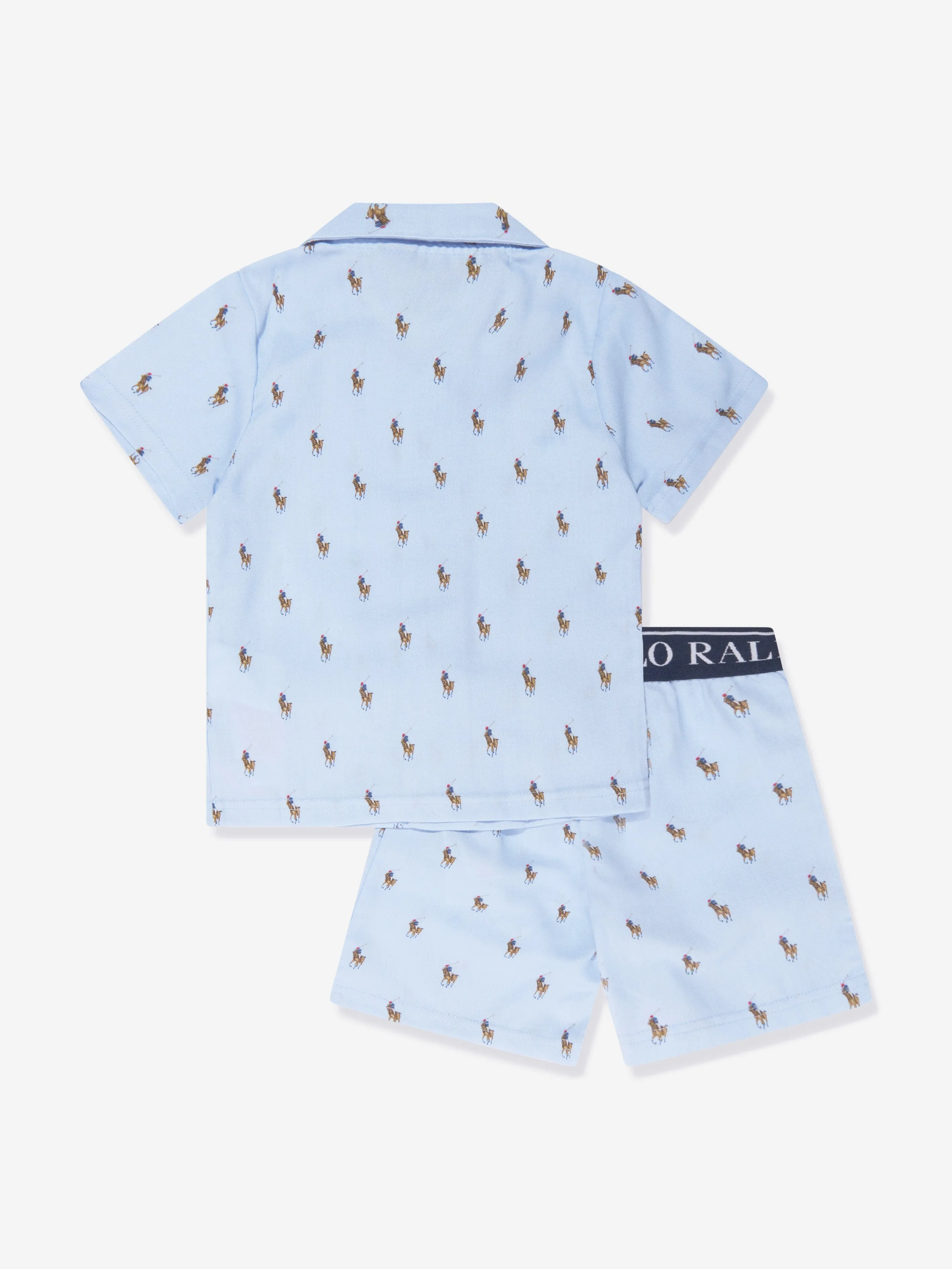 Ralph Lauren Boys Button Up Short Pyjama Set in Blue