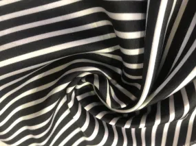 Satin ARMANI fabric print BLACK AND WHITE HORIZONTAL STRIPE 58" wide [16636]