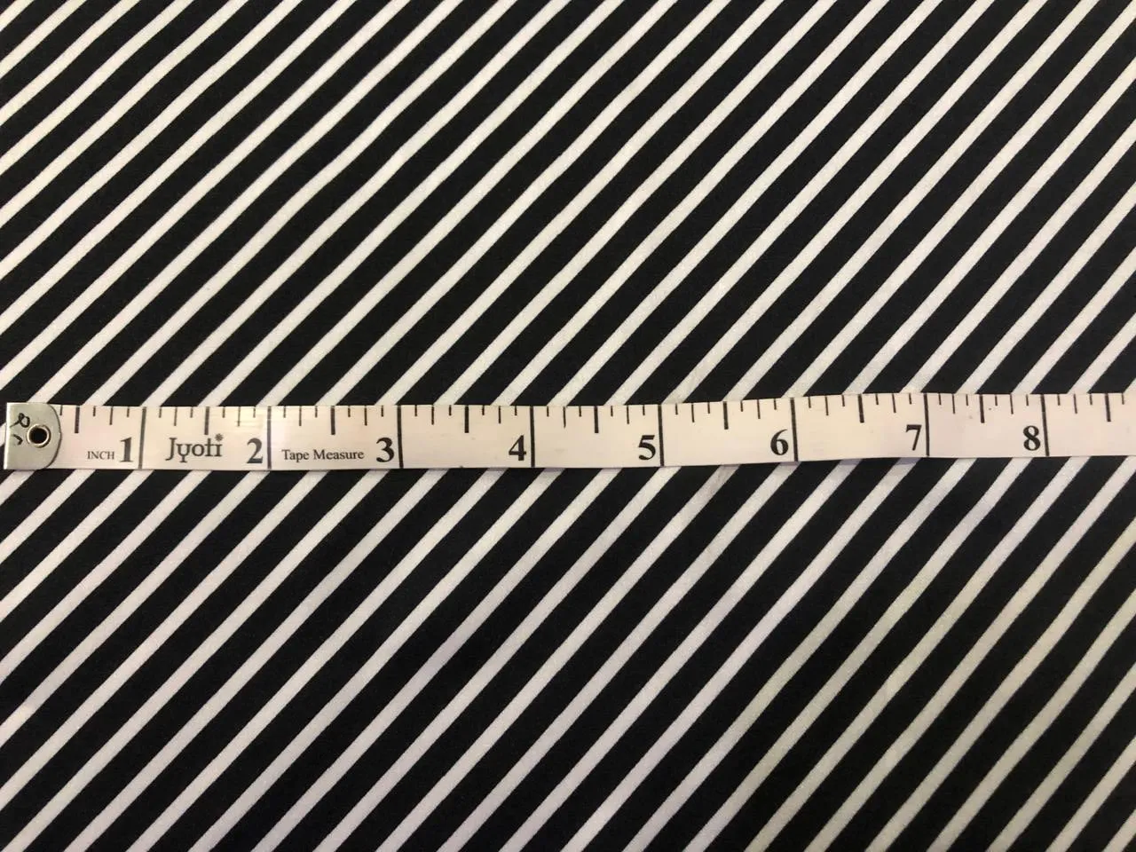 Satin ARMANI fabric print BLACK AND WHITE HORIZONTAL STRIPE 58" wide [16636]