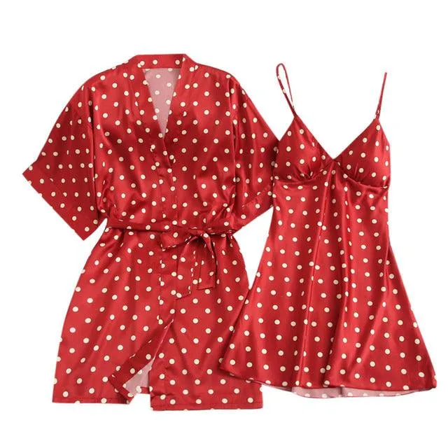 Sexy Underwear V-Collar Robe Lingerie Sling Nightgown