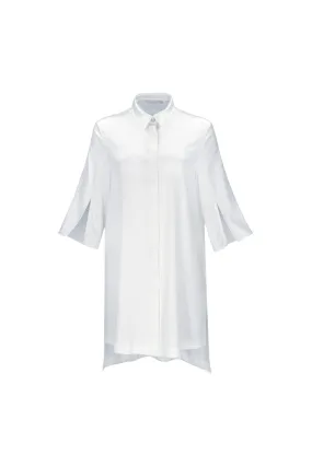 Short Silk Shirt Dress 'Felicia' in Milk White
