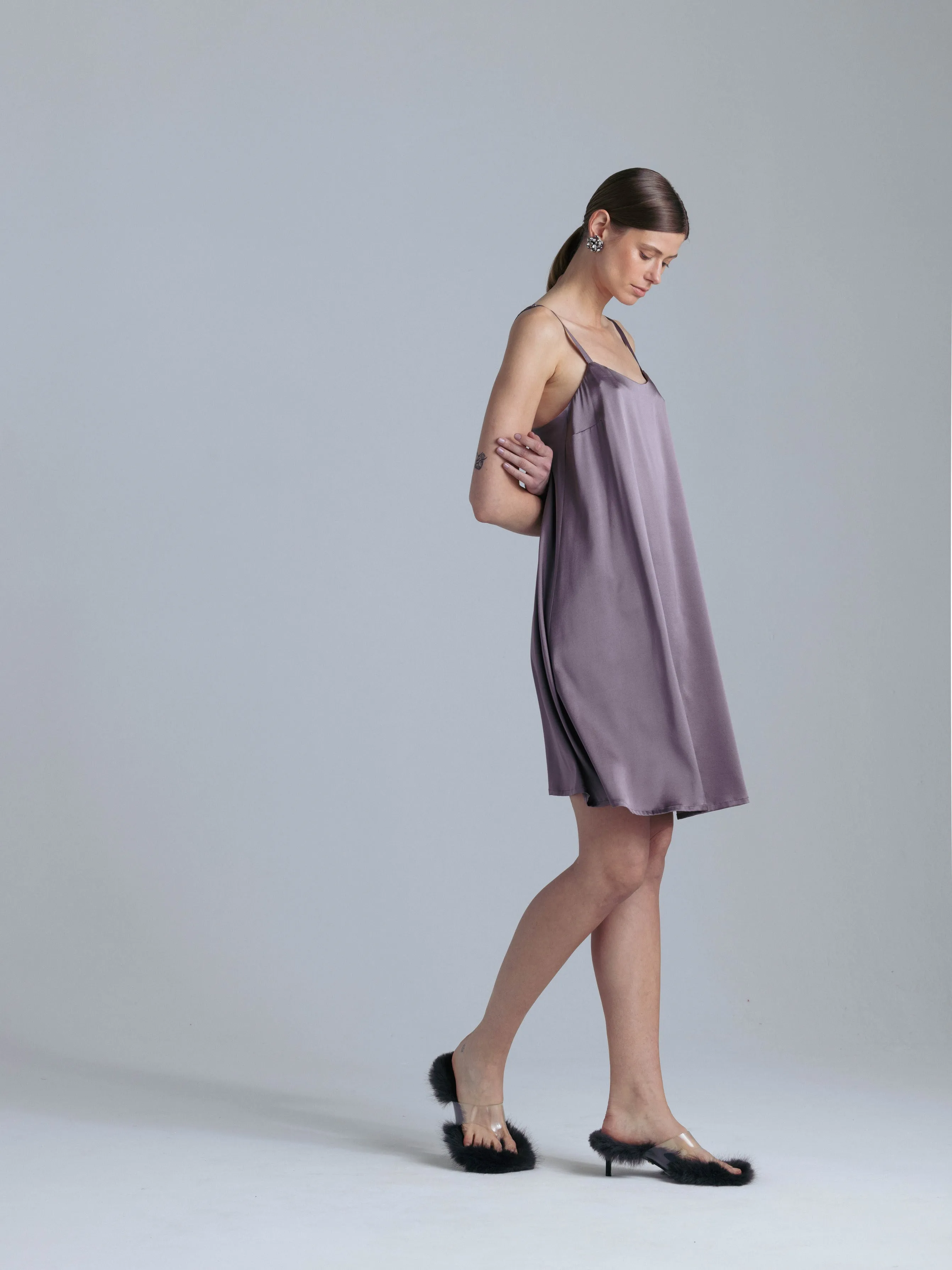 Silk Midi Dress 'Aphrodite' in Noble Purple