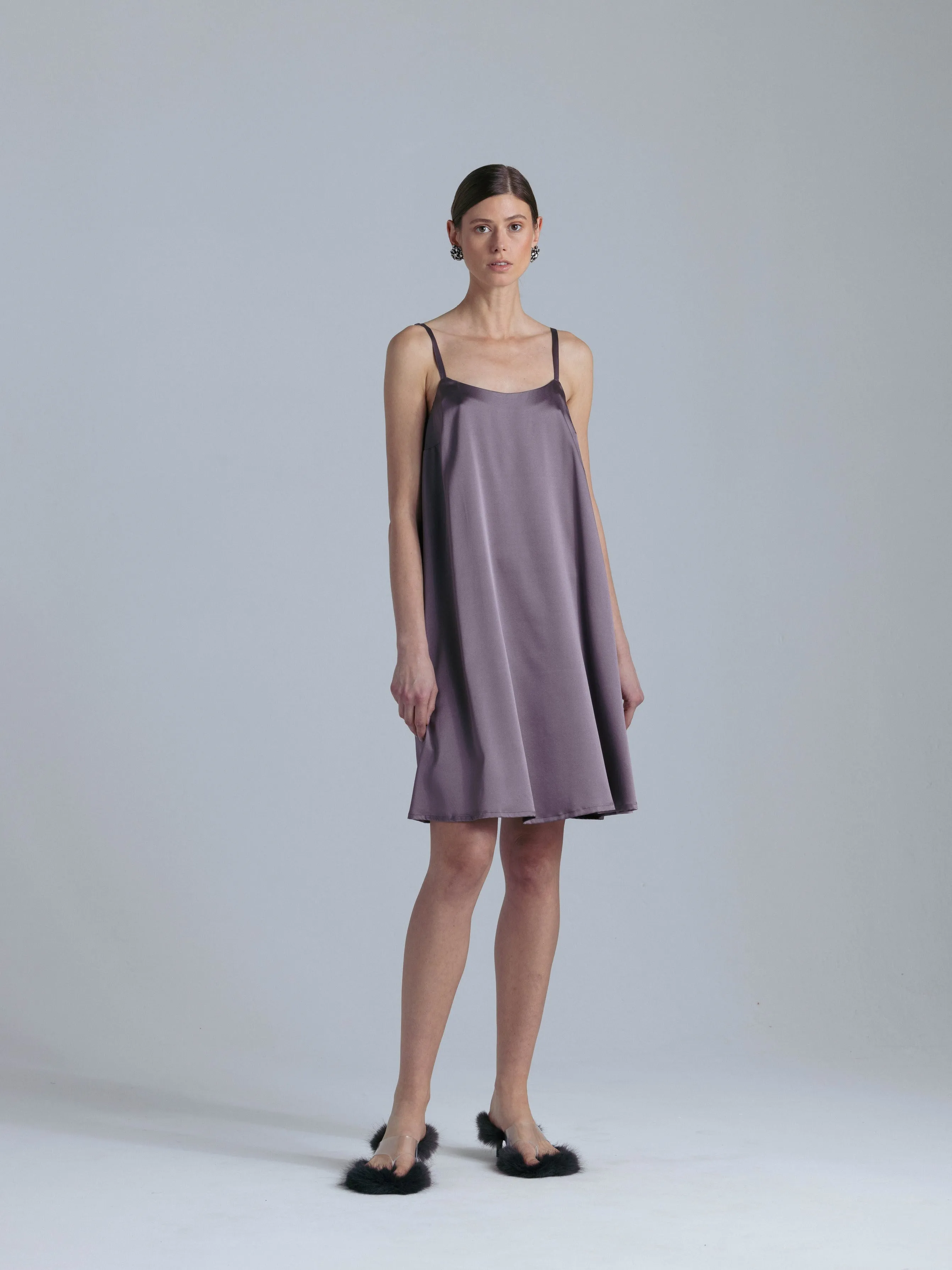 Silk Midi Dress 'Aphrodite' in Noble Purple