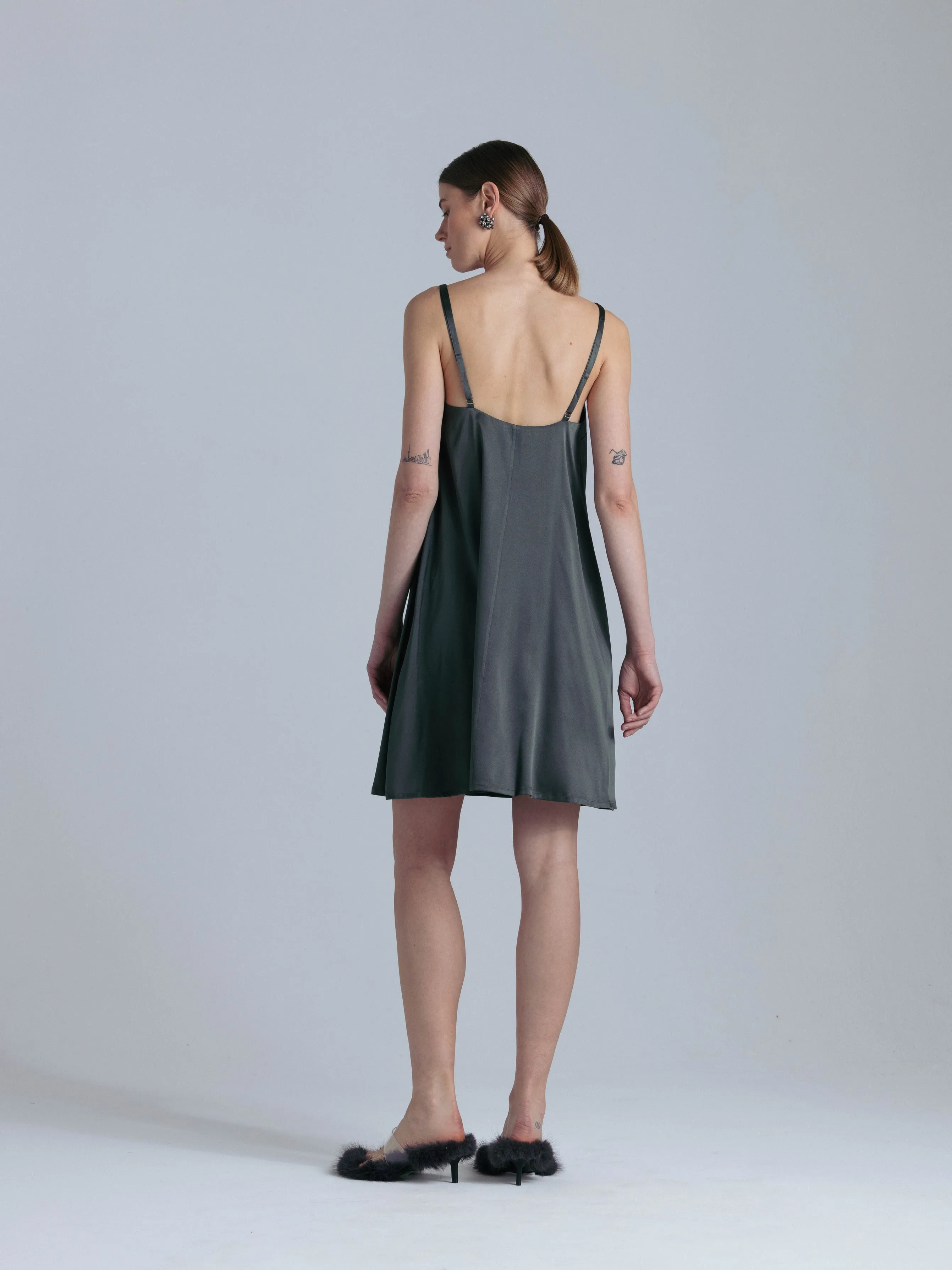 Silk Midi Dress 'Aphrodite' in Rich Green
