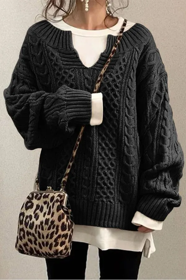 Slouchy Cable Knit Sweater