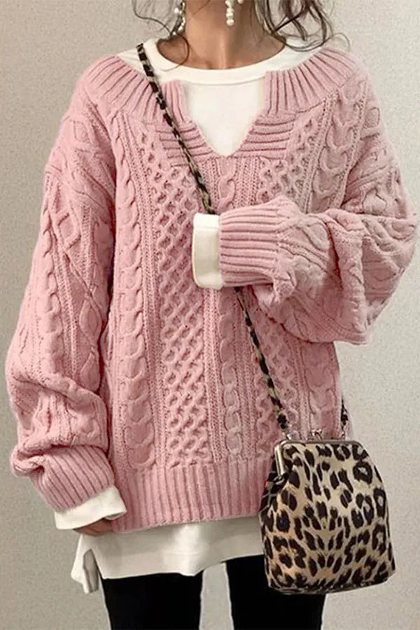 Slouchy Cable Knit Sweater