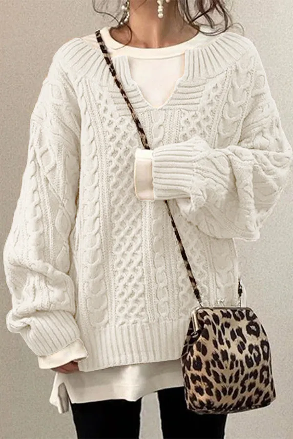 Slouchy Cable Knit Sweater
