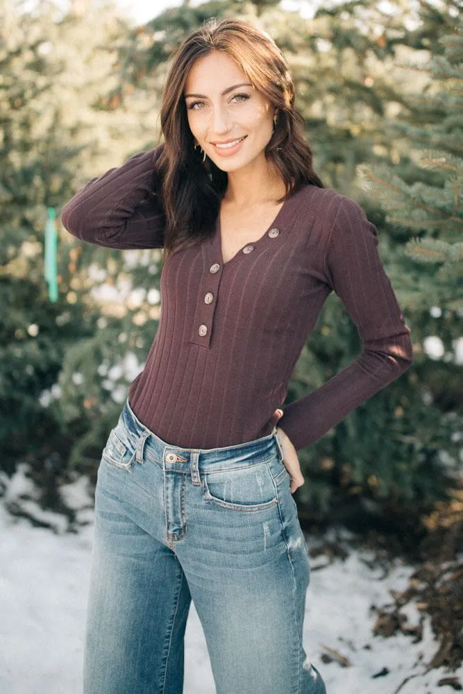 Vanessa Long Sleeve Top in Plum