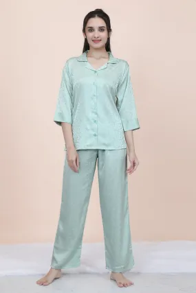 Velure Abstract Floral Print Satin Night Suit