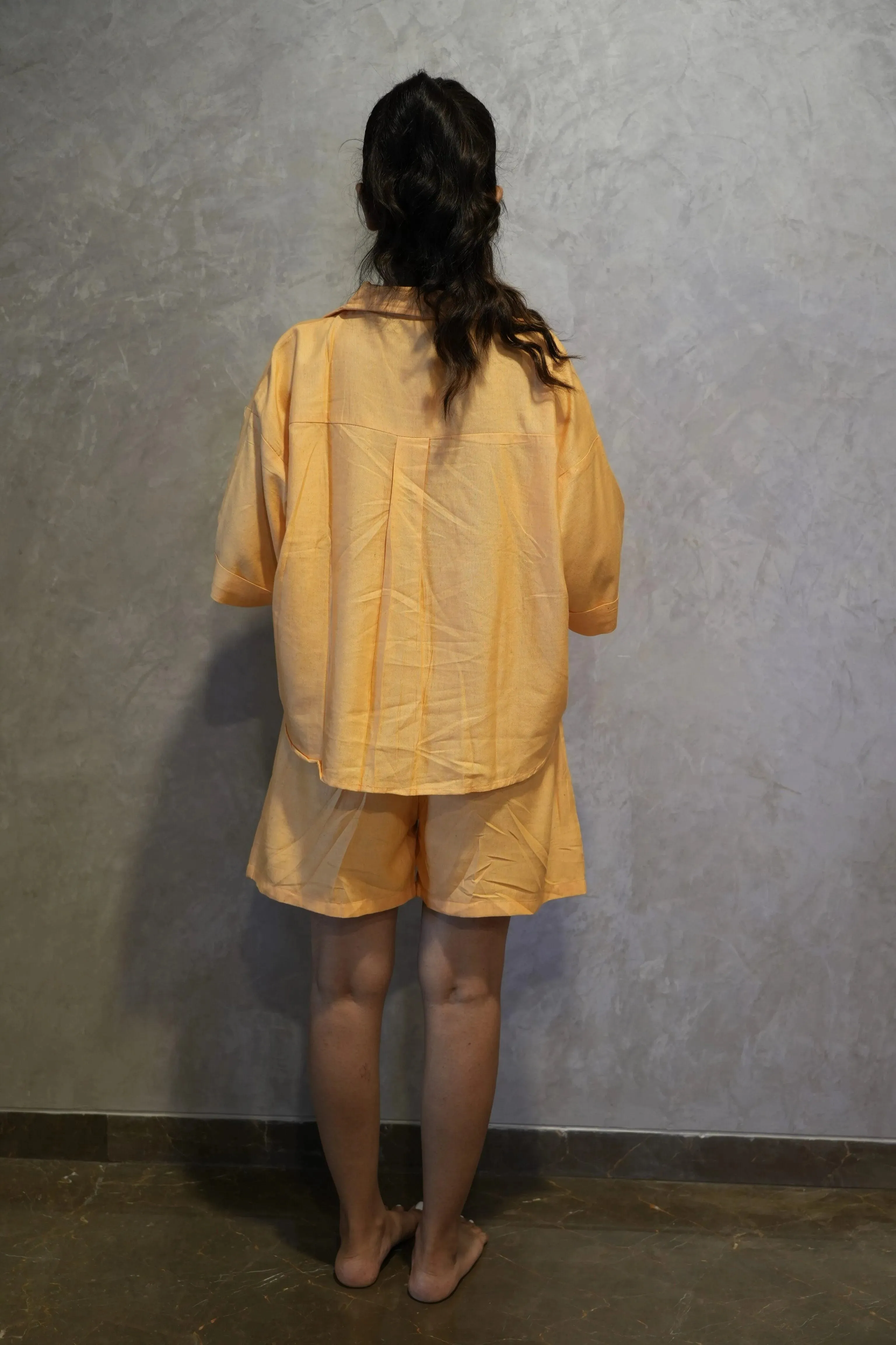 Velure Classic Oversized  Orange Shorts Set
