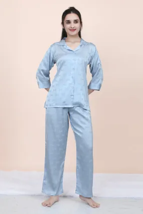 Velure Ethnic Bow Print Satin Night Suit