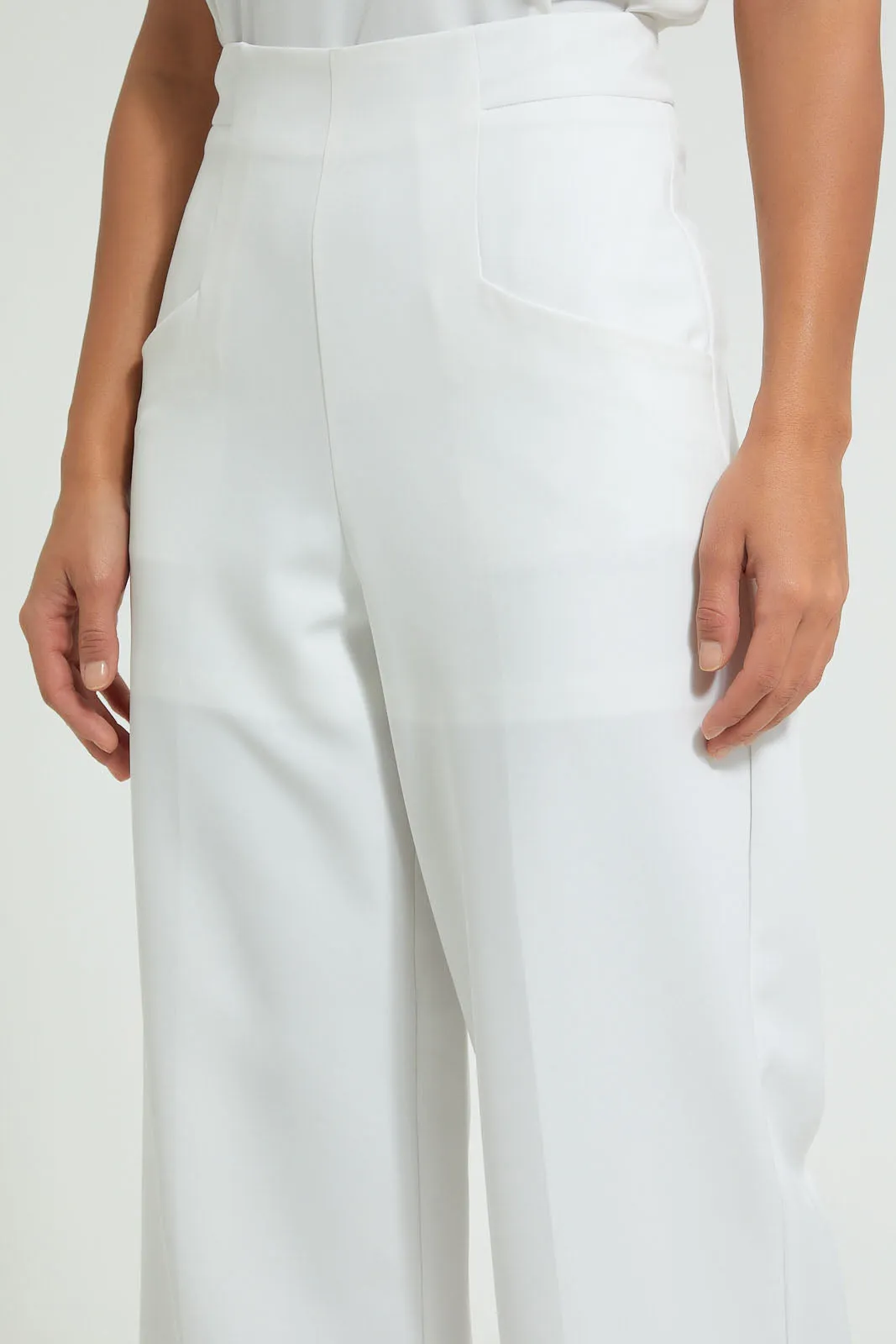 White Formal Wide-Leg Trouser