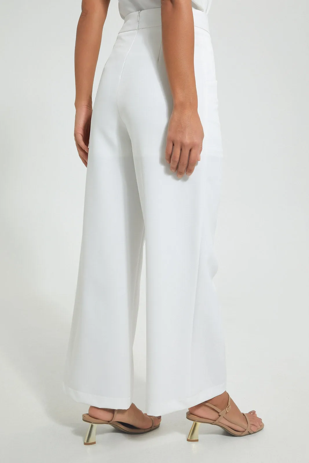 White Formal Wide-Leg Trouser