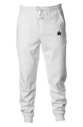 White Midweight Fleece Joggers