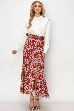 Zara's Belted Abstract Print Skirt